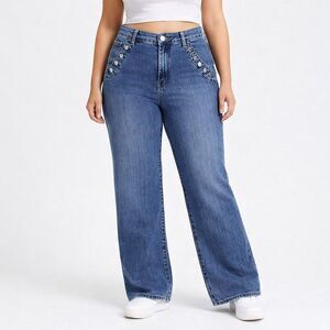 Gap Women's Blue Jeans Size 14 Womens 32x30  Flare High Waist Button Pockets